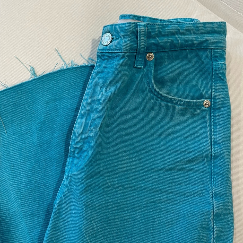 Zara teal wide leg jeans